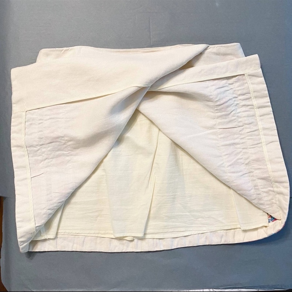 Tory Burch Ivory Embroidered Ruby Linen Faux Wrap Skirt - Picture 6 of 11